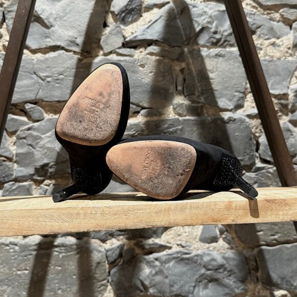 Jimmy Choo Black Suede Crystal Embellished Heels Platform Esam Pumps - Picture 8 of 13